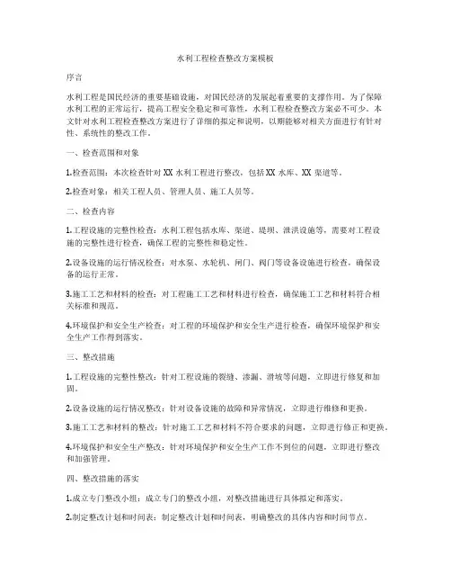 水利工程检查整改方案模板