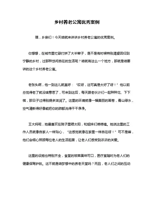 乡村养老公寓优秀案例