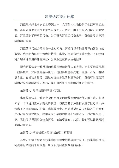 河流纳污能力计算