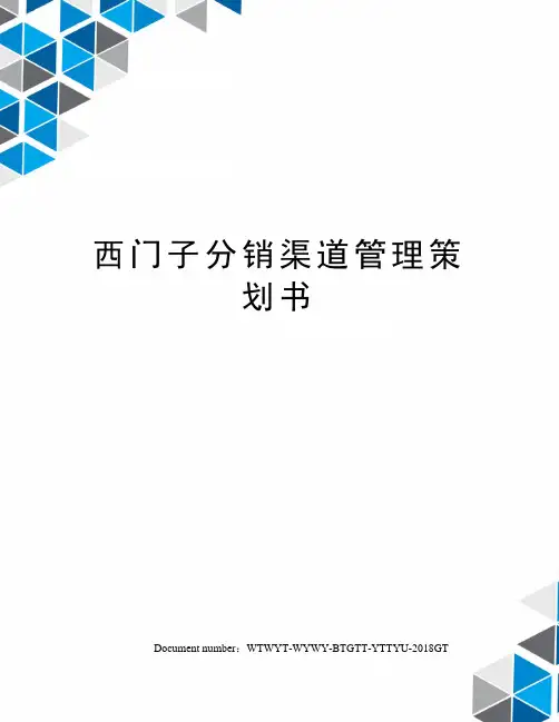 西门子分销渠道管理策划书