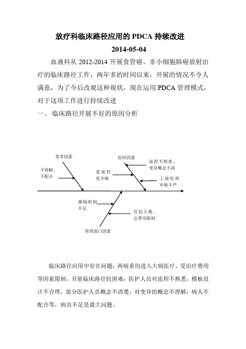 放疗科临床路径应用的PDCA持续改进