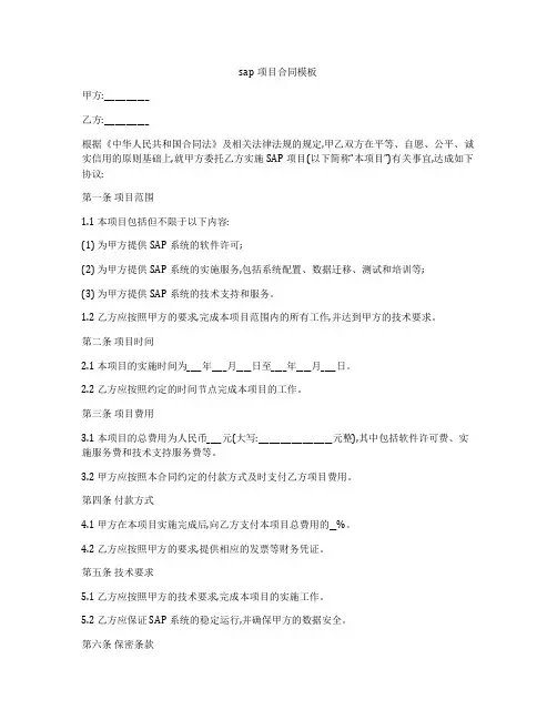 sap项目合同模板