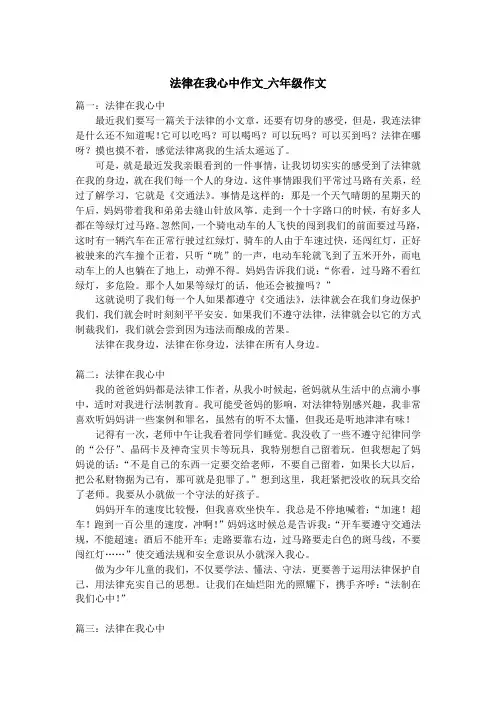 法律在我心中作文_六年级作文