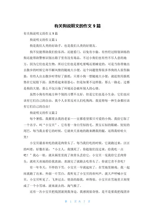 有关狗说明文的作文9篇