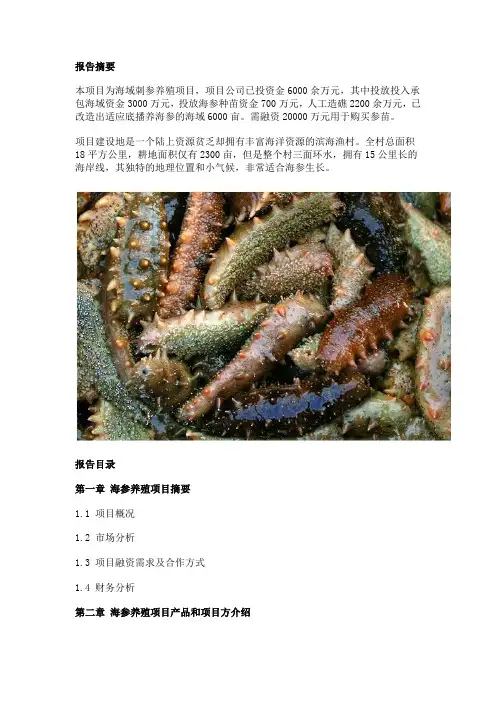 海参养殖商业计划书