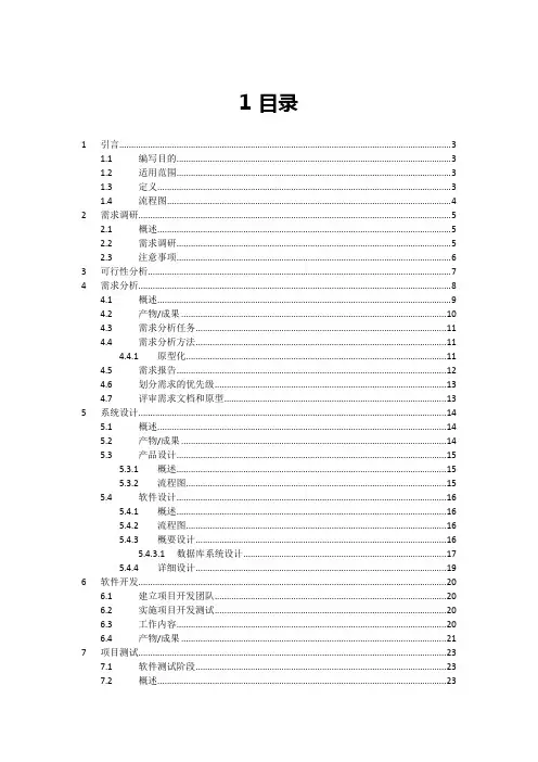 软件开发标准化工作流程