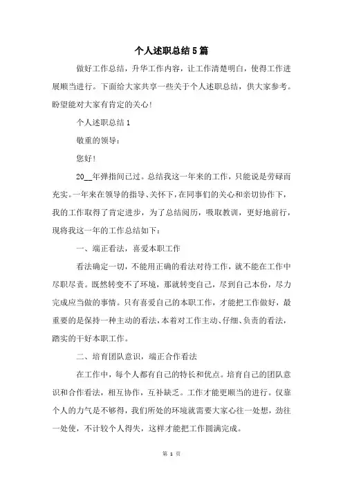 个人述职总结5篇