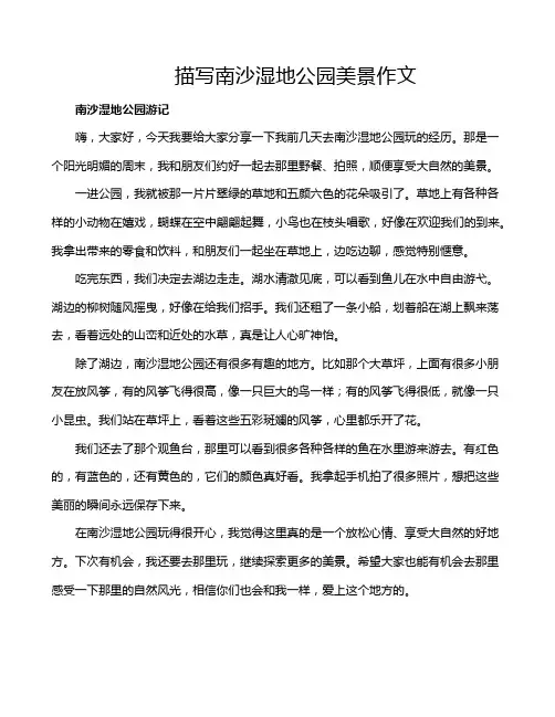 描写南沙湿地公园美景作文