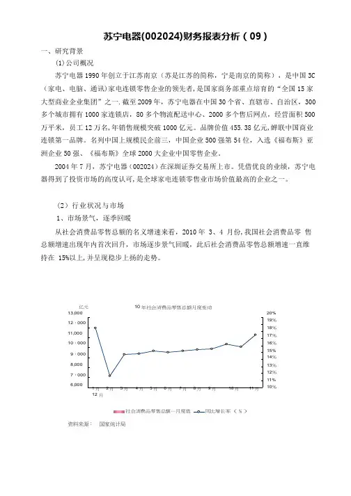 苏宁财务报表分析