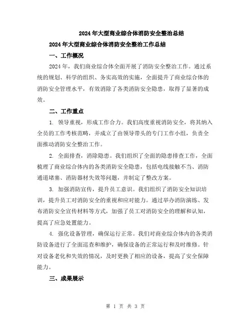2024年大型商业综合体消防安全整治总结