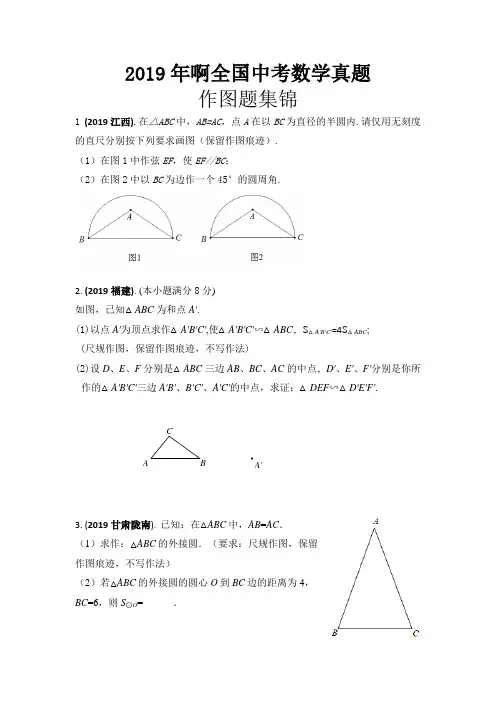 2019年全国中考数学真题作图题集锦