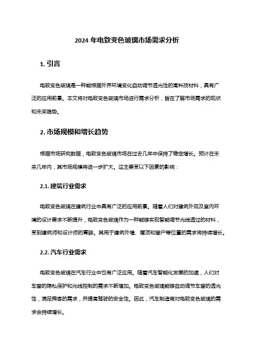 2024年电致变色玻璃市场需求分析
