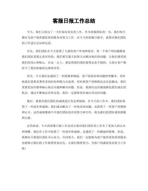 客服日报工作总结