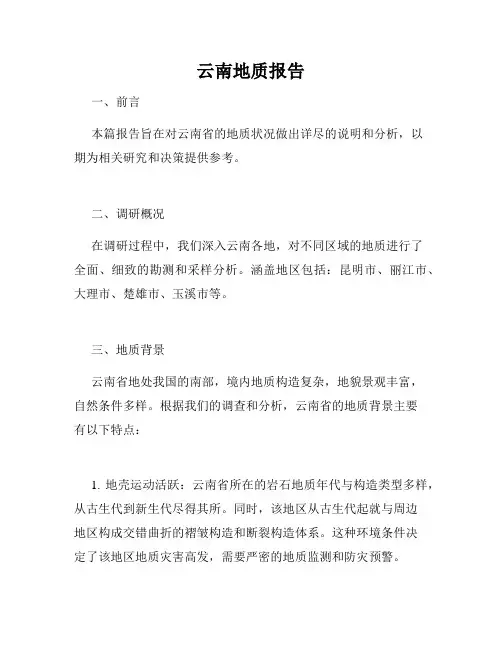 云南地质报告