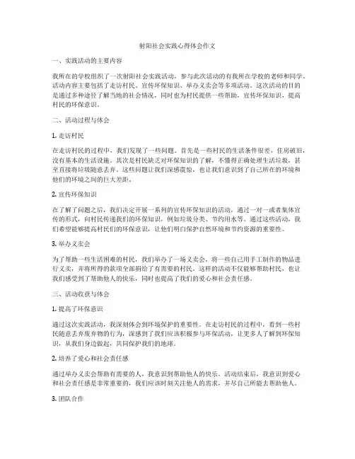 射阳社会实践心得体会作文