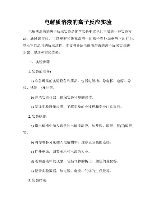 电解质溶液的离子反应实验