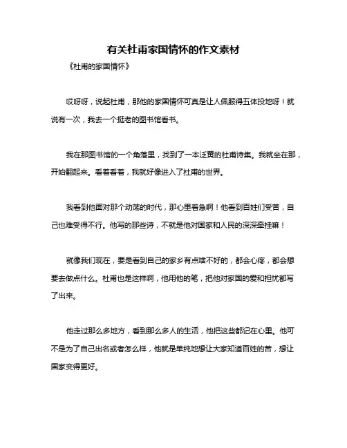 有关杜甫家国情怀的作文素材