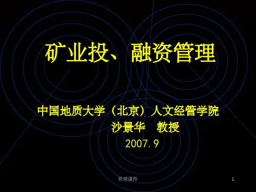 《矿业投融资管理》PPT课件