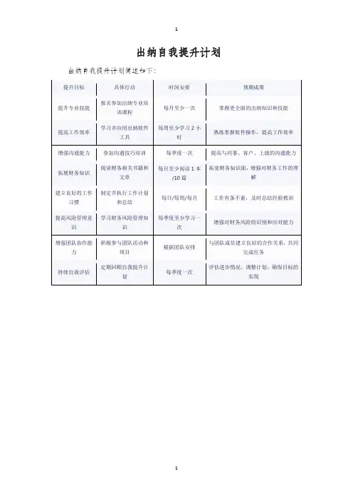 出纳自我提升计划