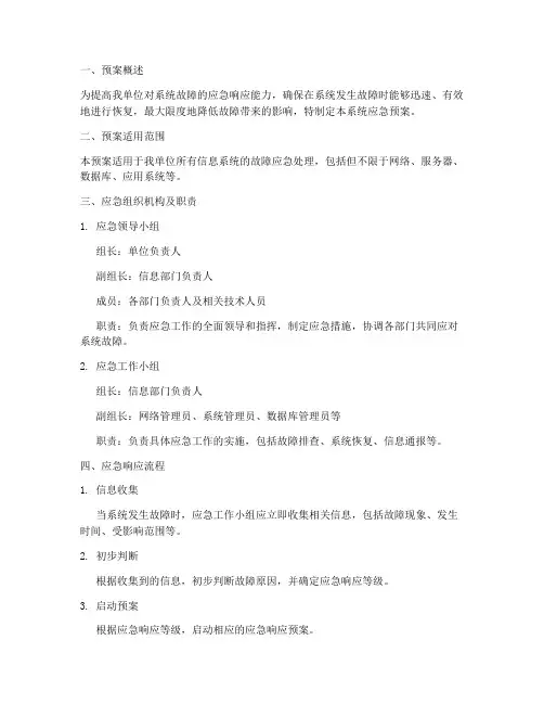 系统应急预案范文