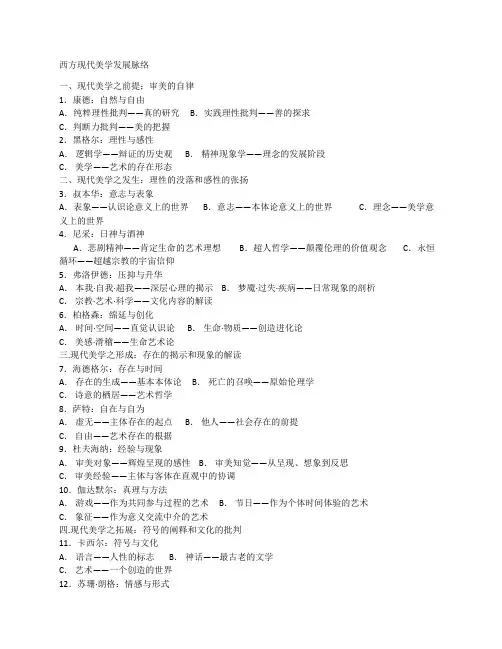 现代美学的发展脉络