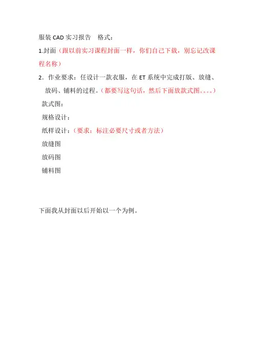 服装CAD实习报告  格式