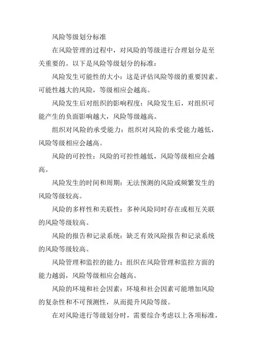 风险等级的划分标准