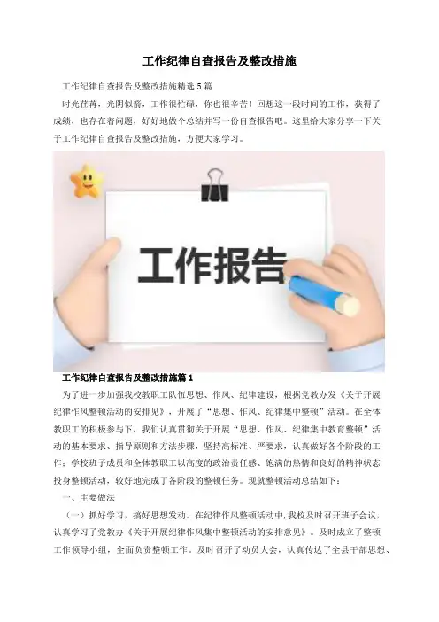 工作纪律自查报告及整改措施