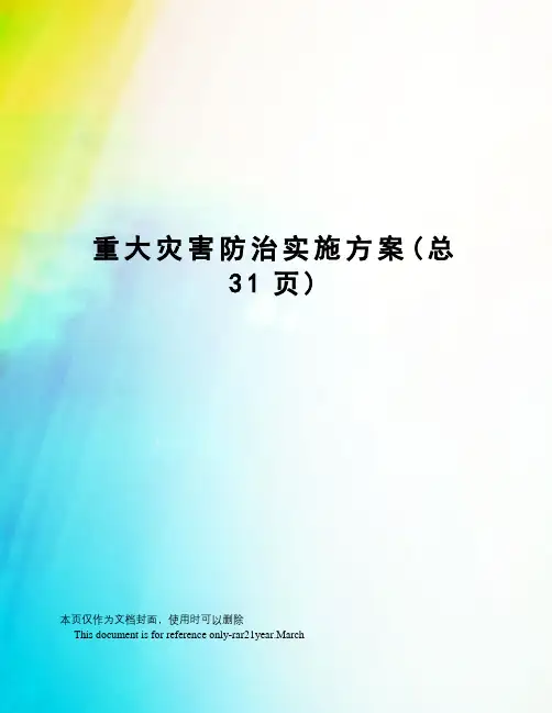重大灾害防治实施方案