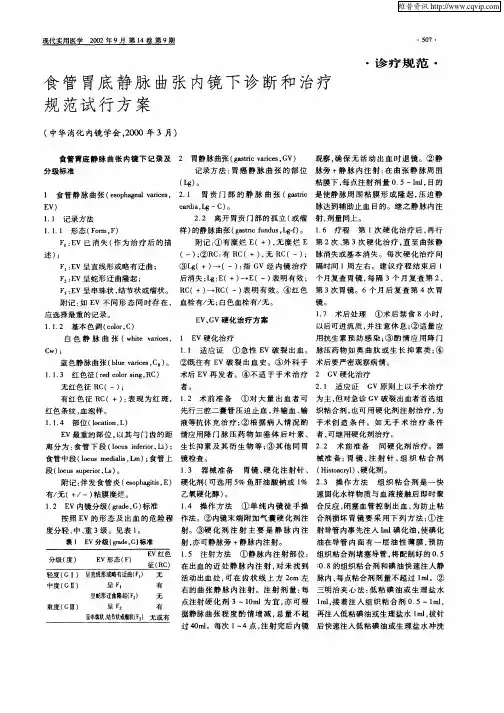 食管胃底静脉曲张内镜下诊断和治疗规范试行方案