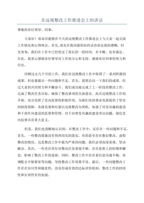 在巡视整改工作推进会上的讲话