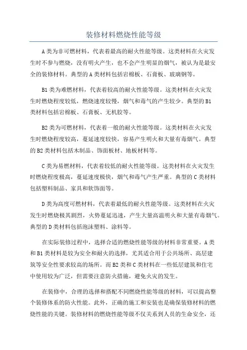 装修材料燃烧性能等级