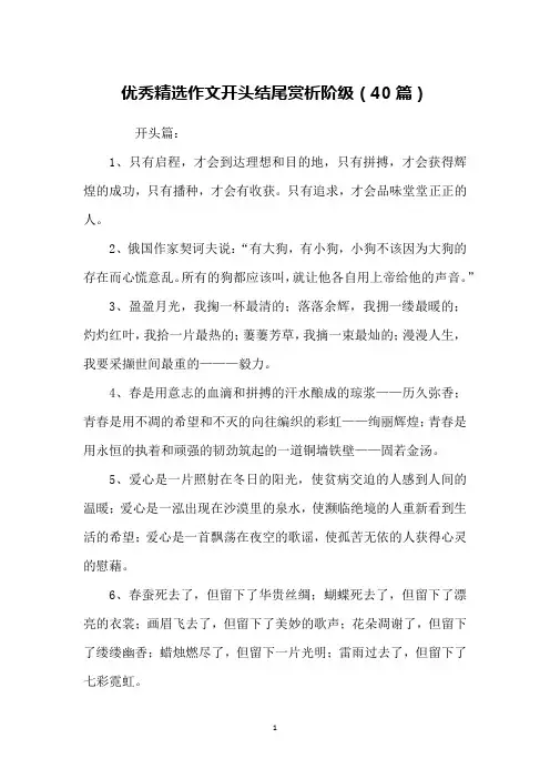 优秀精选作文开头结尾赏析阶级(40篇)