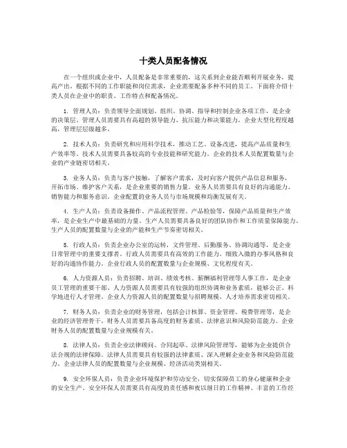 十类人员配备情况