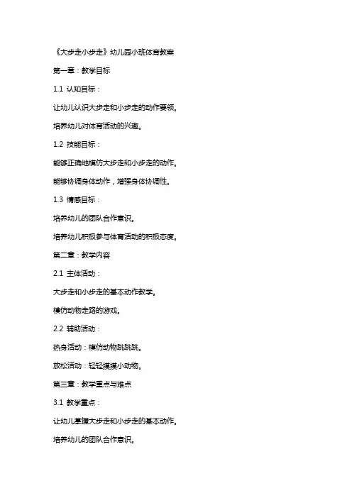 《大步走小步走》幼儿园小班体育教案