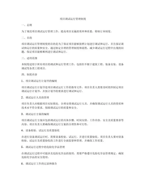 项目调试运行管理制度