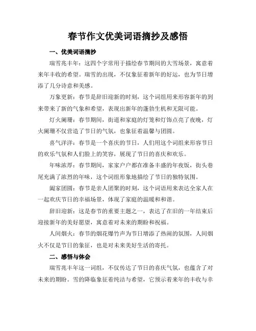 春节作文优美词语摘抄及感悟