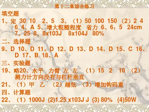 八年级物理下学期配套练习册答案