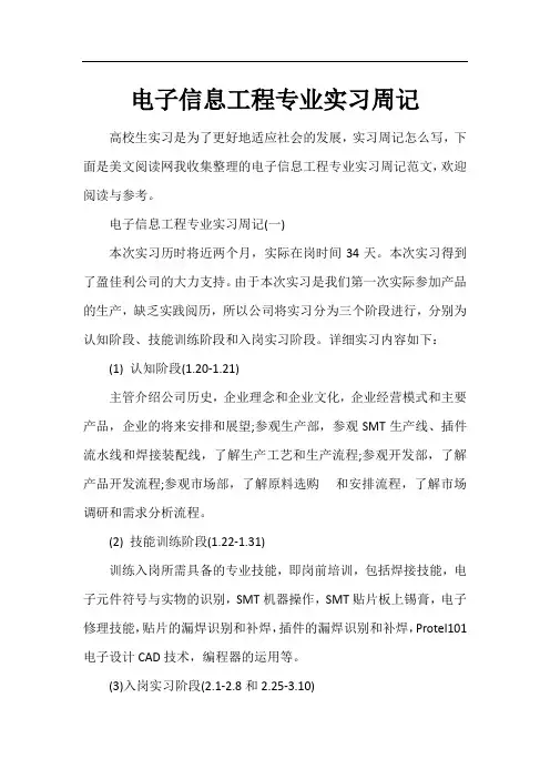 电子信息工程专业实习周记