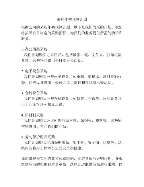 采购年初预算计划