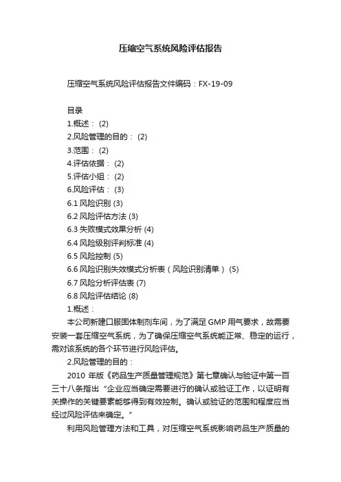 压缩空气系统风险评估报告