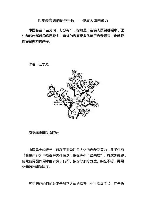 医学最高明的治疗手段——修复人体自愈力
