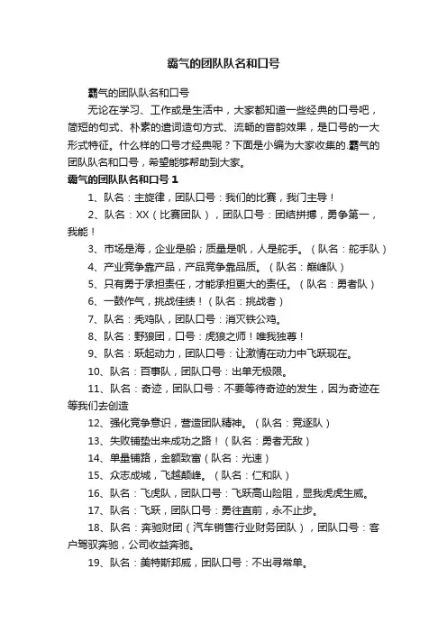霸气的团队队名和口号