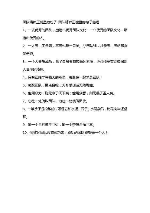 团队精神正能量的句子 团队精神正能量的句子简短