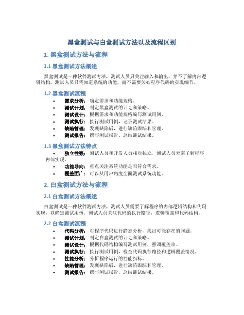 黑盒测试与白盒测试方法以及流程区别
