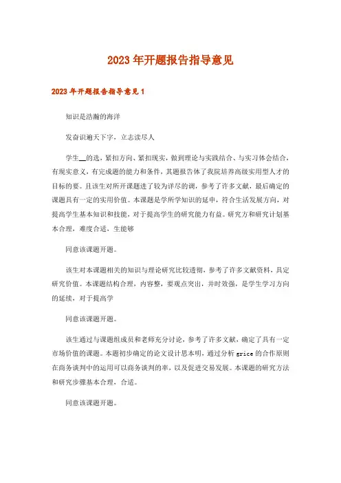 2023年开题报告指导意见