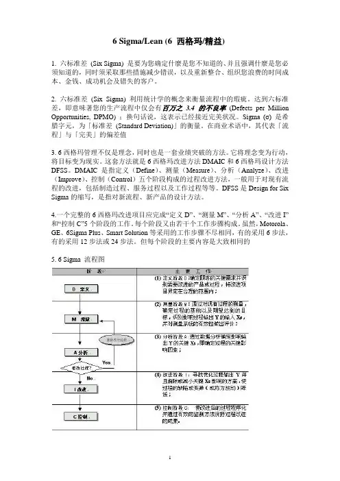 6σ(六西格玛) 工作流程