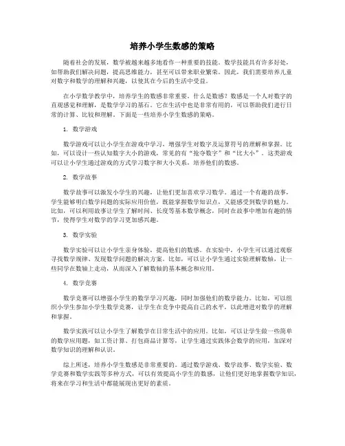 培养小学生数感的策略