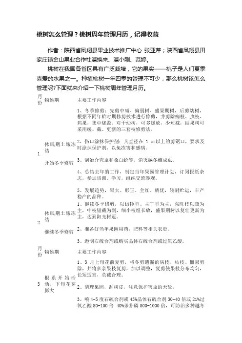 桃树怎么管理？桃树周年管理月历，记得收藏