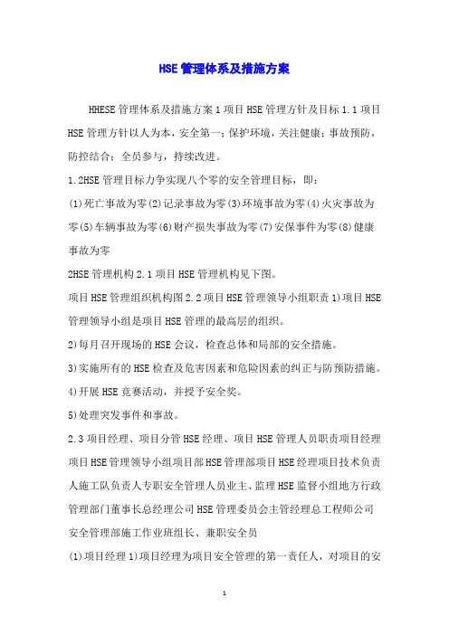 HSE管理体系及措施方案